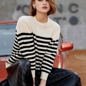 Vince Engineered Striped Print Wool Blend Sweater